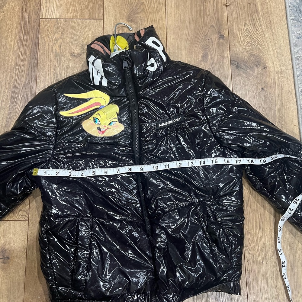 Women's Space Jam High Shine Puffer With Printed Jacket View 2